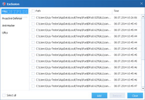 Showing the exclusions area in Baidu Antivirus 2014